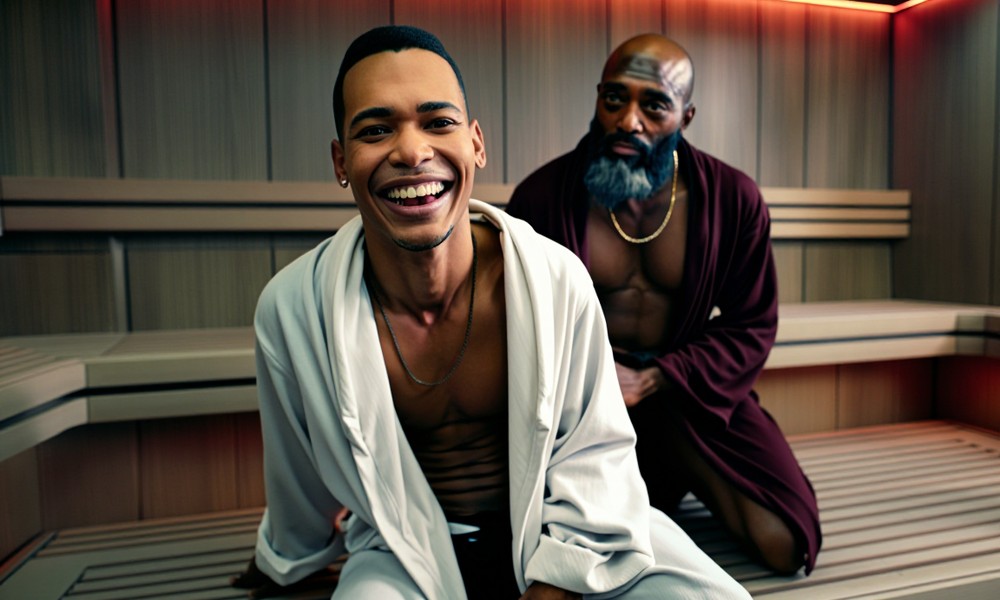 O negão me fodeu na sauna masculina