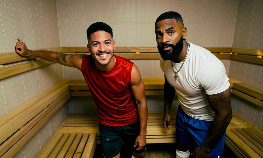 Na sauna da quadra de futebol